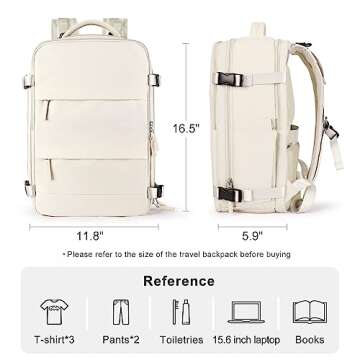 Laptop Travel Backpack For Women Men Airline Approved Carry On Bags For Airplanes Underseat Luggage Backpack For Traveling On Airplane Personal Item Travel Bag For Airlines Travel Essentials Beige