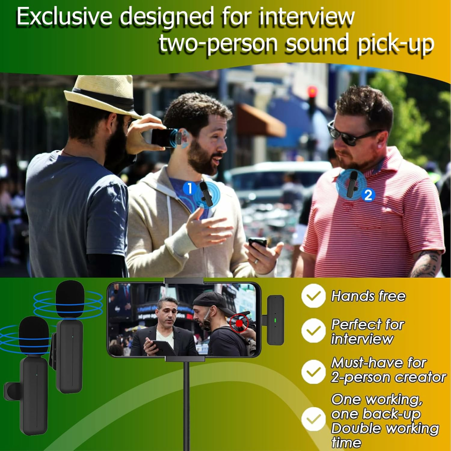 Wireless Lavalier Microphone for iPhone & Android