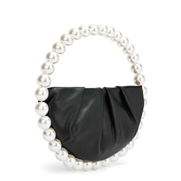 CARIEDO Pearl Soft Face Pleated Handbag Advanced Evening Bag Party Prom Bride Purse Phone Clutch Pur...