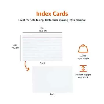 Amazon Basics Ruled Lined Index Note Cards, 500 Count, 5 Pack of 100, White, 4 in x 6 in