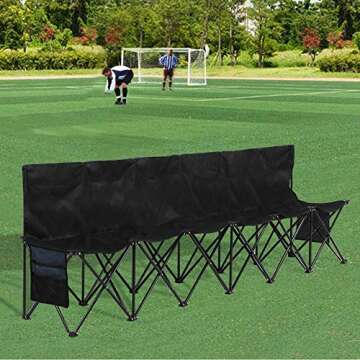 Yaheetech 6 Seats Foldable Sideline Bench for Sports Team Portable Camping Folding Football Chairs w...