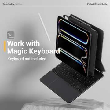 MAGEASY CoverBuddy for 2024 iPad Pro 11" - iPad Pro Case Compatible with Magic Keyboard for iPad Pro (M4), Enhanced Thickness & Heat Dissipation - White (Leather)