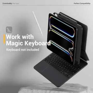 MAGEASY CoverBuddy for 2024 iPad Pro 11" - iPad Pro Case Compatible with Magic Keyboard for iPad Pro (M4), Enhanced Thickness & Heat Dissipation - White (Leather)