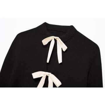 Pinclodly Bow Tie Front Women's Cardigan - Trendy & Cozy