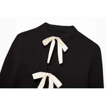 Pinclodly Bow Tie Front Women's Cardigan - Trendy & Cozy