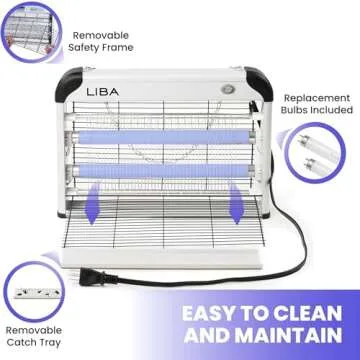 LiBa Electric Bug Zapper (2-Pack) Indoor Insect Killer - (4) Extra Replacement Bulbs - Fly, Mosquito Killer and Repellent - Lightweight, Powerful 2800V Grid, Easy-to-Clean, Removable Washable Tray.