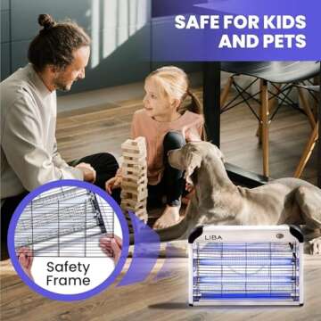 LiBa Electric Bug Zapper (2-Pack) Indoor Insect Killer - (4) Extra Replacement Bulbs - Fly, Mosquito Killer and Repellent - Lightweight, Powerful 2800V Grid, Easy-to-Clean, Removable Washable Tray.