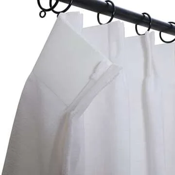 TWOPAGES Heavyweight Cotton Linen Textured Curtains, Light Filtering Paper White Pinch Pleated Drapes for Bedroom Living Room Privacy Window Treatment Curtains (Set of 2, 58" W x 108" L)