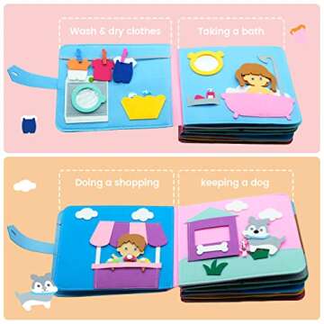 Washable Montessori Toddlers Busy Board 3D Baby Story Cloth Book Early Learning Education Habits Kno...