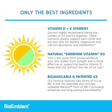 BioEmblem Vitamin D3 K2 Capsules for Immunity and Health