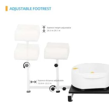 LUXMARS Reclining Pedicure Chair Station, 360° Rotation Hydraulic Adjustable Spa Pedicure Chair No Plumbing Unit Station with Foot Basin White