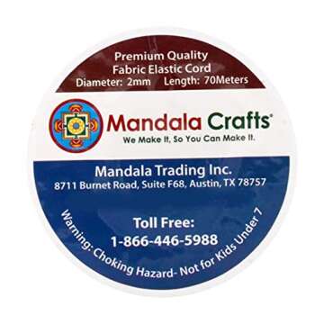 Mandala Crafts 2mm Black Elastic Cord for Jewelry Making