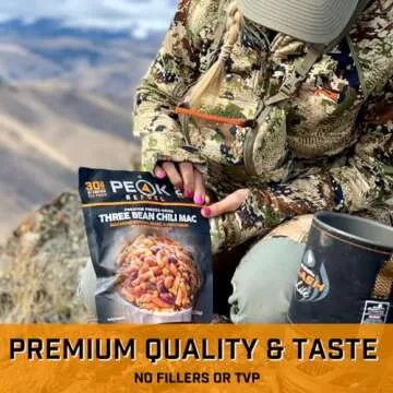 Peak Refuel Three Bean Chili Mac| Premium Freeze Dried Camping Food | Backpacking & Hiking MRE Meals | Just Add Water | 100% Real Ingredients | 30g of Protein | 2 Serving Pouch