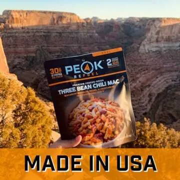 Peak Refuel Three Bean Chili Mac| Premium Freeze Dried Camping Food | Backpacking & Hiking MRE Meals | Just Add Water | 100% Real Ingredients | 30g of Protein | 2 Serving Pouch