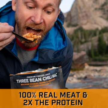 Peak Refuel Three Bean Chili Mac| Premium Freeze Dried Camping Food | Backpacking & Hiking MRE Meals | Just Add Water | 100% Real Ingredients | 30g of Protein | 2 Serving Pouch