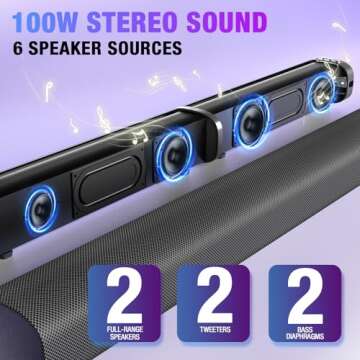 100W Yenjuty 2-in-1 Sound Bar for Smart TV