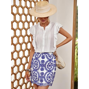 WDIRARA Women's Boho Summer Zipper Mini Skirt