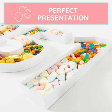 Soul & Lane Fillable Cardboard Number Charcuterie Board Box, Large Paper Mache Numbers Shaped Cutout for Food, White Hollow Gift Tray for Birthday and Party Decor, Number 4