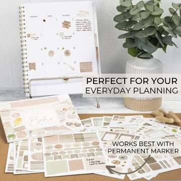 Aesthetic Planner Stickers for Fun Planning - 1220+ Monthly Boho Designs for Your Calendar or Scrapbook - The Perfect Sticker Accessories to Enhance Your Daily Bullet Journaling