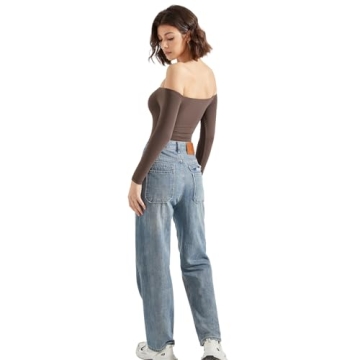 SUUKSESS Women Off the Shoulder Long Sleeve Bodysuit