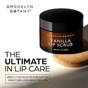Brooklyn Botany Lip Scrub Exfoliator 1 oz – Lip Moisturizer for Dry Lips and Chapped Lips – Gentle Lip Exfoliator for Smooth and Brighter Lips – Vanilla Flavor