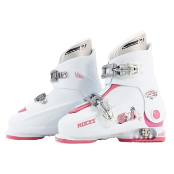 Roces Adjustable Youth Ski Boots - Sizes 19.0-22.0 - White/Pink