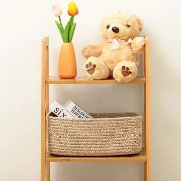 MiniArk Shelf Storage Baskets for Organizing | Closet Organizer Bins | Small Baskets | Toy Basket | Cute Decorative Basket | Cube Storage Bin | Woven Rope Basket | 11.5×7.5×4.7” | 3 Packs Mixed Brown