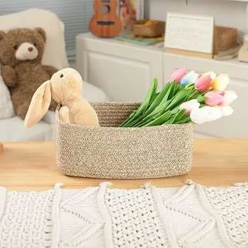 MiniArk Shelf Storage Baskets for Organizing | Closet Organizer Bins | Small Baskets | Toy Basket | Cute Decorative Basket | Cube Storage Bin | Woven Rope Basket | 11.5×7.5×4.7” | 3 Packs Mixed Brown