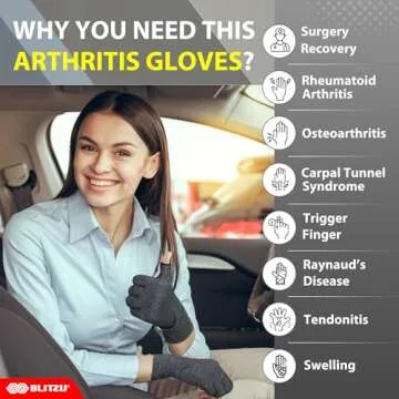 Compression Arthritis Gloves for Women and Men, Fingerless Rheumatoid Arthritis Carpal Tunnel Pain R...