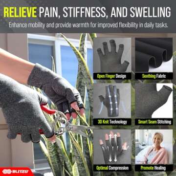 Compression Arthritis Gloves for Women and Men, Fingerless Rheumatoid Arthritis Carpal Tunnel Pain Relief Gloves, Hand Support Wrist Brace for Tendonitis Swelling Crocheting Typing Neuropathy Pink S