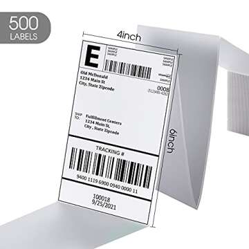 Pacific Mailer 4" x 6" Thermal Labels Direct Thermal Shipping Labels 500 Fanfold Labels