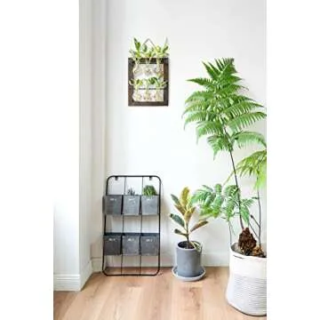 Mkono Propagation Station Wall Hanging Glass Planter, Flower Bulb Vase Plant Terrarium with Retro Wo...