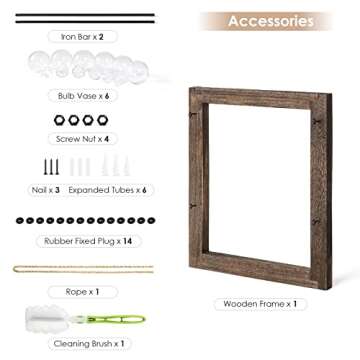 Mkono Propagation Station Wall Hanging Glass Planter, Flower Bulb Vase Plant Terrarium with Retro Wooden Stand Double Layer for Hydroponics Plants Home Garden Office Decor