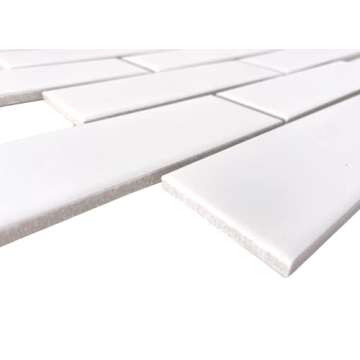 Subway Porcelain White Matte Tiles for Kitchen & Bathroom