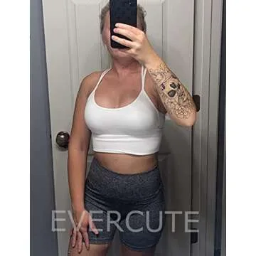 Evercute Cross Back Sport Bras Padded Strappy Criss Cross Cropped Bras for Yoga Workout Fitness Low Impact