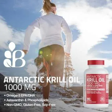 Bronson Antarctic Krill Oil 1000 mg with Omega-3s EPA, DHA, Astaxanthin and Phospholipids 120 Softgels