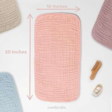 Comfy Cubs Muslin Burp Cloths Set (20”X10”, Pack of 10) - Large, 6-Layer, Ultra Absorbent 100% Cotton for Baby Spit-Up, Drool, and Messes - Soft, Gentle - Great, (Lace)