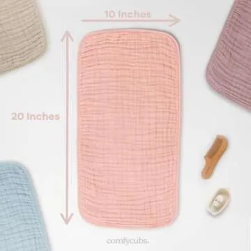 Comfy Cubs Muslin Burp Cloth Set - 10 Large, Ultra Absorbent