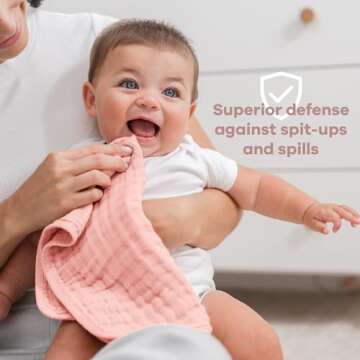 Comfy Cubs Muslin Burp Cloths Set (20”X10”, Pack of 10) - Large, 6-Layer, Ultra Absorbent 100% Cotton for Baby Spit-Up, Drool, and Messes - Soft, Gentle - Great, (Lace)