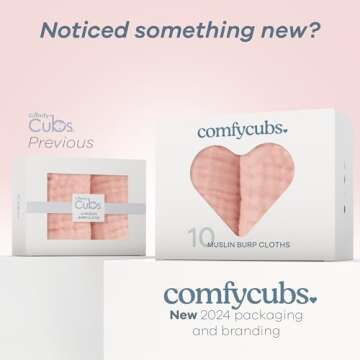 Comfy Cubs Muslin Burp Cloths Set (20”X10”, Pack of 10) - Large, 6-Layer, Ultra Absorbent 100% Cotton for Baby Spit-Up, Drool, and Messes - Soft, Gentle - Great, (Lace)