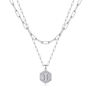M MOOHAM Silver Layered Initial Necklaces for Women - Trendy Initial Jewelry for Teens and Women