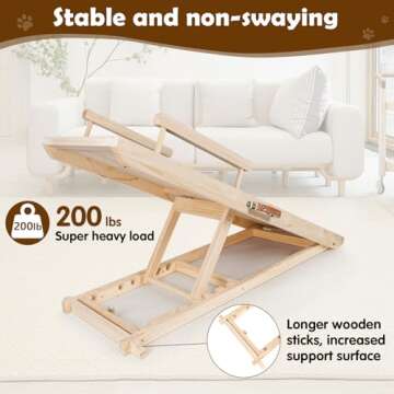 Dog Ramp for Couch, Bed or Car, Wooden 44" Long Pet Stairs for Small & Large Old Dogs & Cats, Hold u...