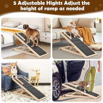 Durable Adjustable Dog Ramp for Couch Bed Car