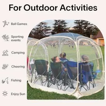 EighteenTek Pod All Weather Sports Tent with Sealed Floor Instant Tent Shelter Outdoor Bubble Rain Tent Camping Sun Shelter Pop Up Clear, Patent Pending for Sports Events Camping Fishing Cheering