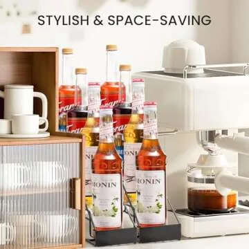 Mustry Coffee Syrup Rack - Organize 4 Syrup Bottles Easily