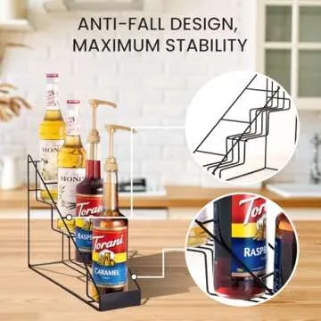 Mustry Coffee Syrup Rack - Organize 4 Syrup Bottles Easily