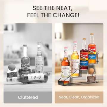 Mustry Coffee Syrup Rack for Coffee Bar Accessories, Fits with Torani and Monin Syrup, Coffee Bar Organizer Holds 4 Bottles