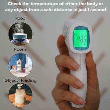 MOBI - Non-Contact Forehead Digital Thermometer with Object Temperature Mode - Touchless with High Fever Indicator - No Touch Thermometer for Baby, Kids, & Adults - Intrusive Free Readings