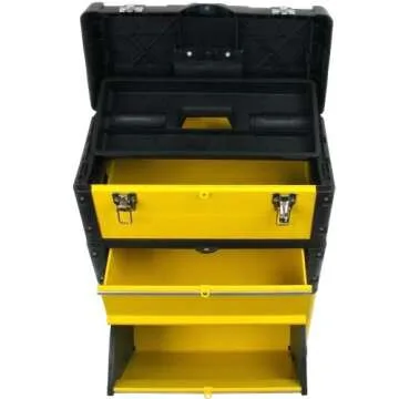 Portable Tool Box on Wheels - Stackable 3-in-1 Chest for Workshops and Craft Rooms - Foldable Comfor...