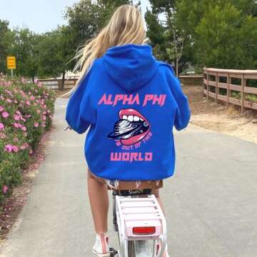 Go Greek Chic Alpha Phi is out of this World Hoodie - Blue Hooded Sweatshirt for Sorority